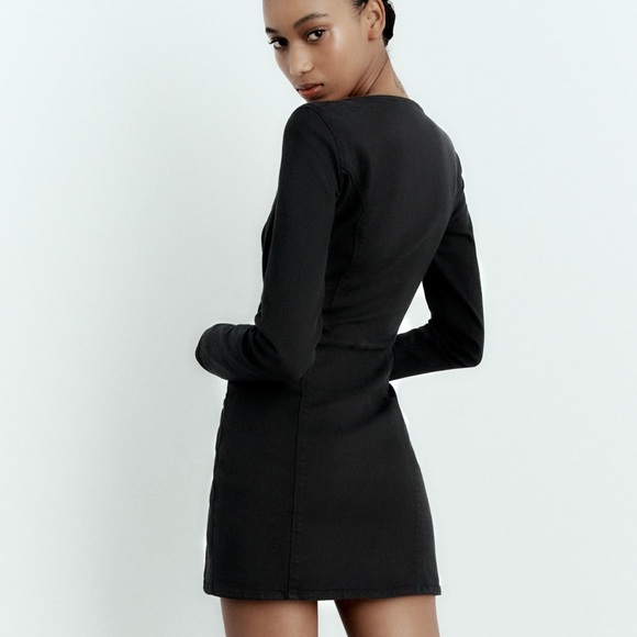 NWT Zara Denim TRF Dress in Black - Picture 5 of 8